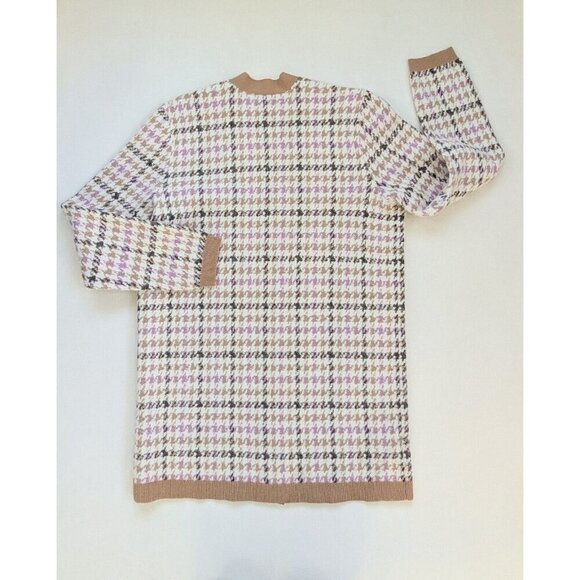 Ann Taylor Petite Boyfriend Houndstooth Long Cardigan Size Medium - Picture 11 of 11